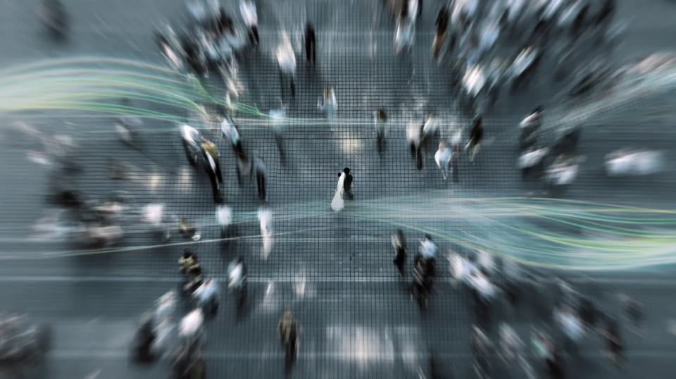 Abstract visualization of data flow across a connected grid, representing compute density, low-latency networking, and scalable AI infrastructure.